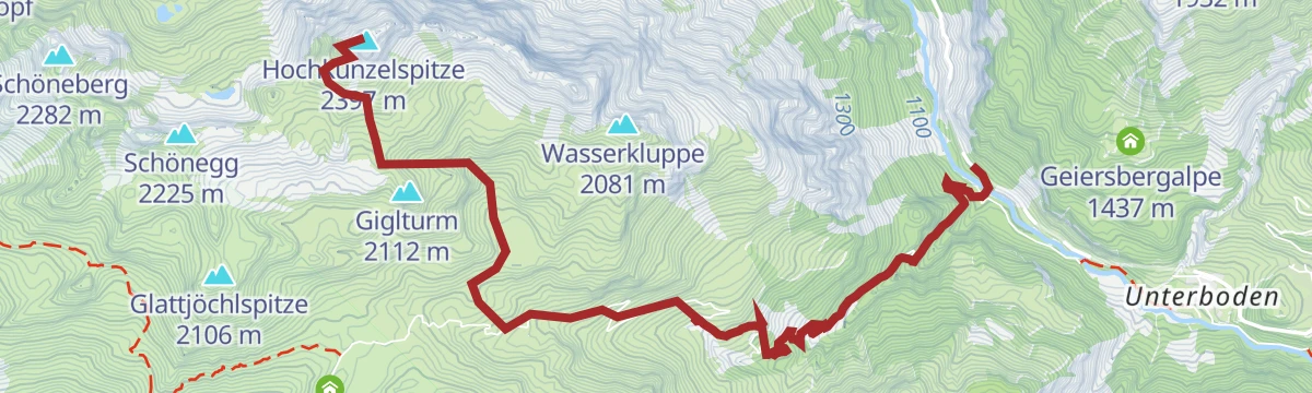 Route map: Schröcken | Skitour Hochkünzelspitze